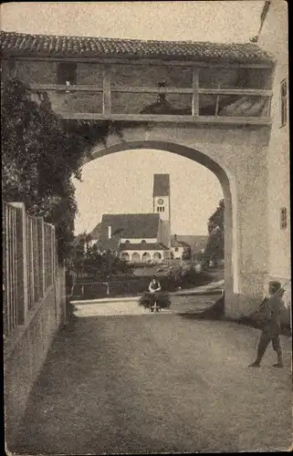 Ak Schongau in Oberbayern, Torbogen, Protestantische Kirche