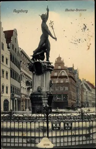 Ak Augsburg in Schwaben, Merkur Brunnen