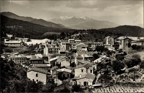 Ak Los Limites Le Perthus Pyrénées Orientales, Barrio frances y el pico del Canigo, Panorama