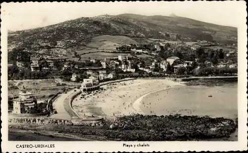 Ak Castro Urdiales Kantabrien Spanien, Strand, Villen