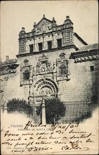 Ak Toledo Kastilien La Mancha Spanien, Portada de Santa Cruz