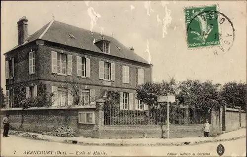 Ak Abancourt Oise, Schule und Rathaus