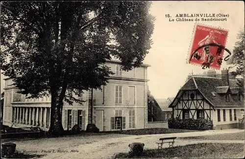 Ak Sandricourt Amblainville Oise, Schloss