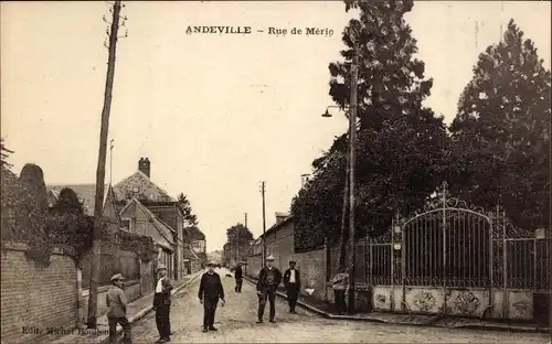 Ak Andeville Oise, Rue de Mèric