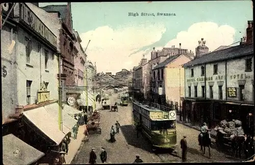 Ak Swansea Wales, Hauptstraße