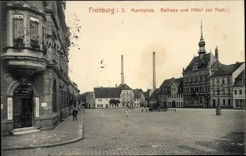 Ak Frohburg in Sachsen, Marktplatz, Rathaus, Hotel zur Post