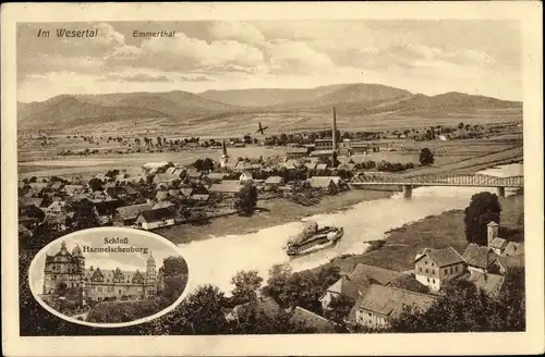 Ak Emmerthal Niedersachsen, Totalansicht, Wesertal, Schloss Haemelschenburg