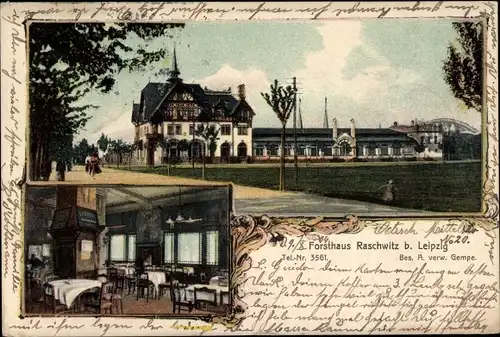 Ak Raschwitz Markkleeberg in Sachsen, Forsthaus, Innenansicht