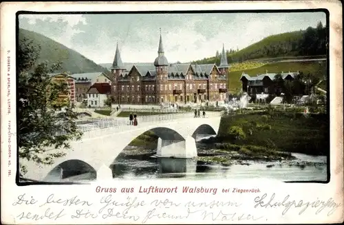 Ak Walsburg Eßbach in Thüringen, Teilansicht, Brücke