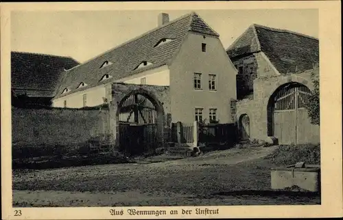 Ak Wennungen Karsdorf Unstruttal Burgenlandkreis, Heimatschutzkarte, Gebäude