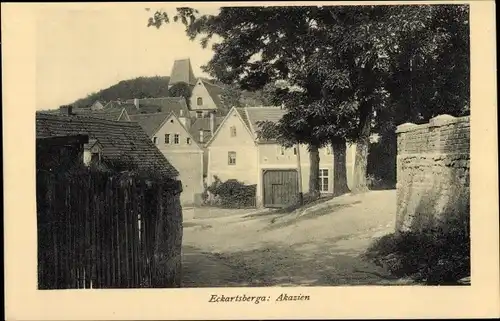 Ak Eckartsberga Burgenlandkreis, Teilansicht, Akazien, Heimatschutzkarte