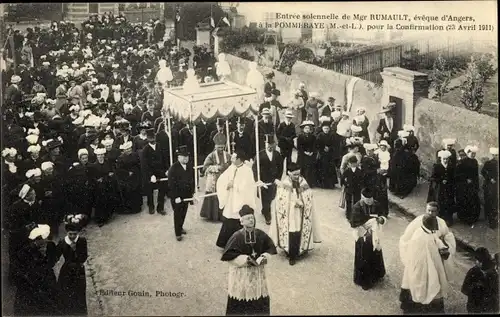 Ak La Pommeraye Maine et Loire, Entrée de Monseigneur Rumault, Évêque d´Angers, Avril 1911