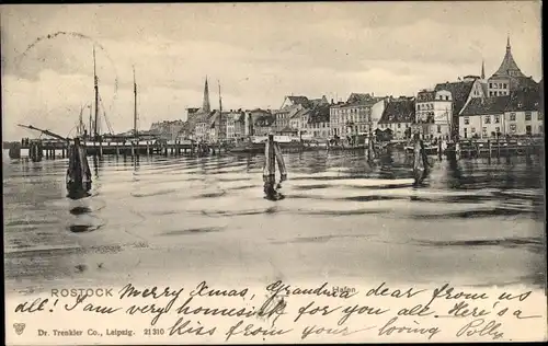 Ak Rostock in Mecklenburg Vorpommern, Blick auf den Hafen