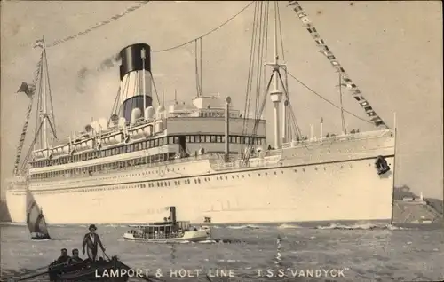 Künstler Ak Dampfschiff TSS Van Dyck, Lamport and Holt Line, Sunshine Cruises