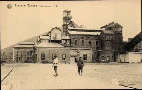 Ak Fontaine l'Évêque Wallonie Hennegau, Kohlebergbau