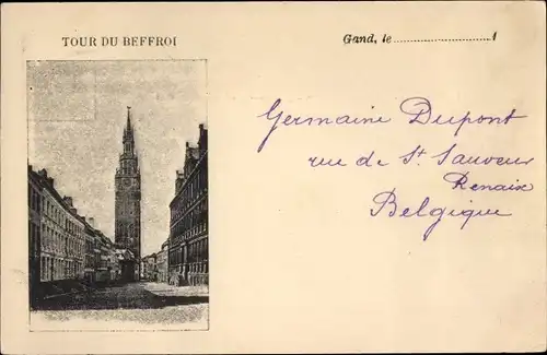 Ak Gand Gent Ostflandern, Tour du Beffroi