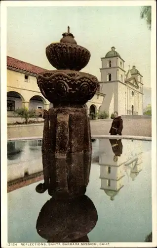 Ak Santa Barbara Kalifornien USA, Santa Barbara Mission, Reflexionen