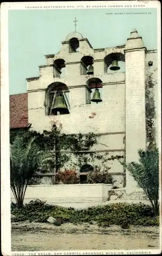 Ak San Gabriel Kalifornien USA, San Gabriel Arcángel Mission, The Bells