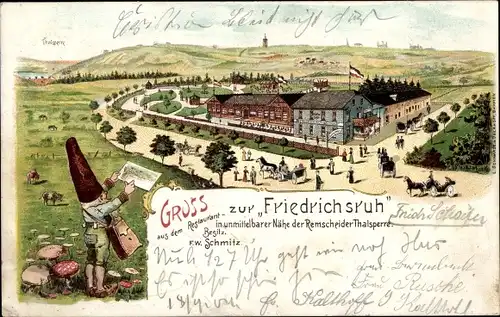 Litho Remscheid im Bergischen Land, Restaurant zur Friedrichsruh