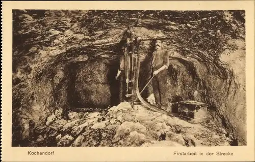 Ak Kochendorf Bad Friedrichshall in Württemberg, Firstarbeit in der Strecke, Zeche