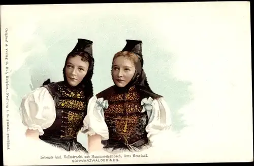 Ak Hammereisenbach Bregenbach Vöhrenbach, Schwarzwälderinnen, Tracht