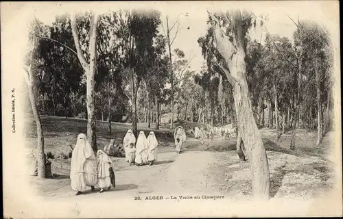 Ak Algier Algier Algerien, Der Besuch auf dem Friedhof