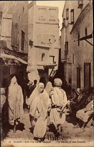 Postkarte Algier Algier Algerien, Eine Straße in der Kasbah