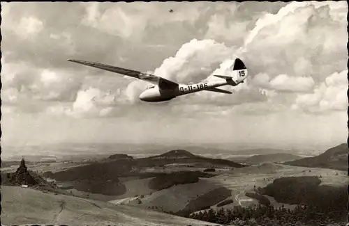 Ak Gersfeld in der Rhön, Wasserkuppe, Segelflieger, Peters in Condor IIa, D-11-186