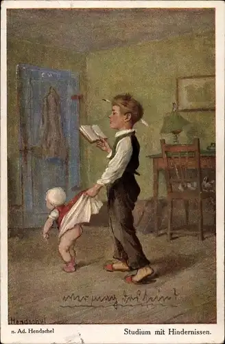 Künstler Ak Hendschel, Albert, Studium mit Hindernissen