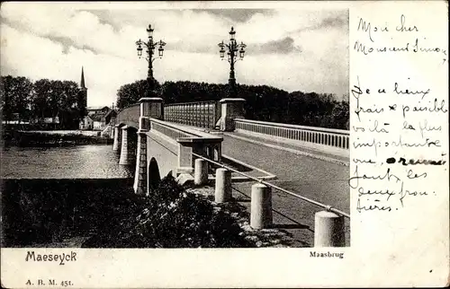 Ak Maaseik Maeseyck Flandern Limburg, Maasbrücke
