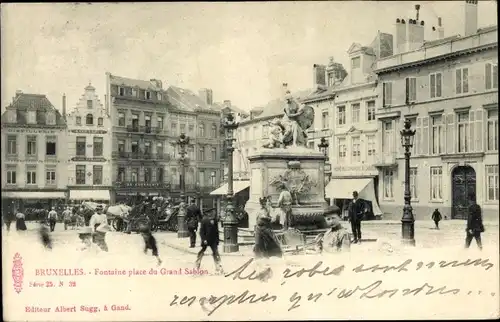 Ak Bruxelles Brüssel, Fountain Place du Grand Sablon