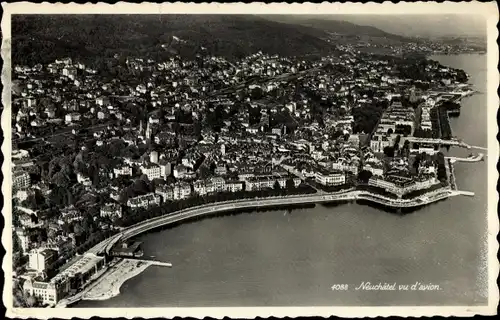 Ak Neuchâtel Neuenburg Stadt, Luftaufnahme