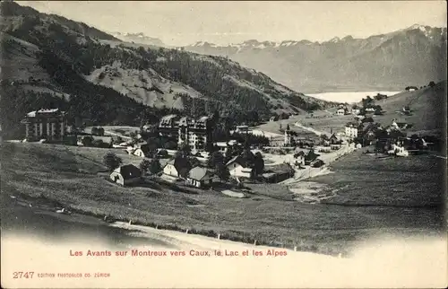 Ak Montreux Les Avants Kt. Waadt Schweiz, Der See und die Alpen