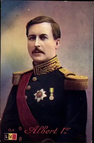 Ak Albert 1er, König von Belgien, Portrait in Uniform