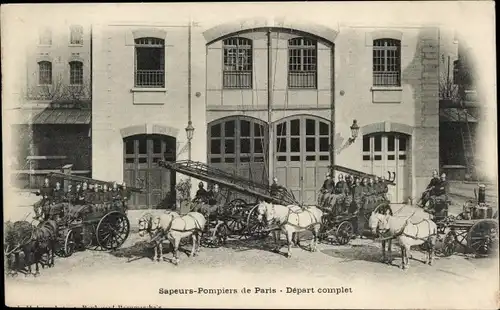 Ak Sapeurs-Pompiers de Paris, Vollständige Abreise