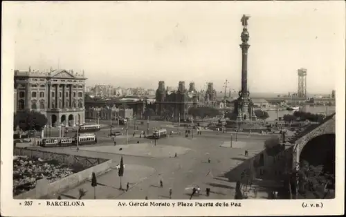 Ak Barcelona Katalonien Spanien, Avenida Garcia Morato und Plaza Puerta de la Paz