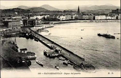 Ak Donostia San Sebastián Baskenland, Digue del Puerto
