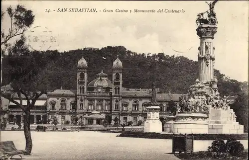 Ak Donostia San Sebastián Baskenland, Gran Casino und Centenary Monument