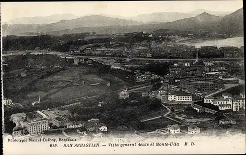 Ak Donostia San Sebastián Baskenland, Gesamtansicht vom Monte Ulia