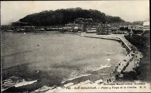 Ak Donostia San Sebastián Baskenland, Promenade und Playa de la Concha