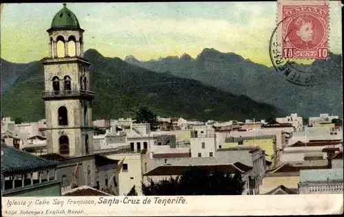 Ak Santa Cruz de Tenerife Teneriffa Kanarische Inseln Spanien, Kirche, Calle San Francisco