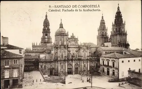 Ak Santiago de Compostela Galicien Spanien, Kathedrale, Fassade der Azabacheria