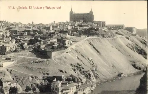 Ak Toledo Kastilien La Mancha Spanien, Alcazar, Totalansicht