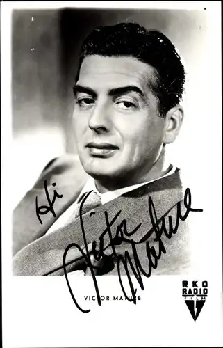 Ak Schauspieler Victor Mature, Portrait, Autogramm