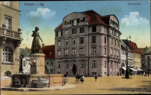 Ak Döbeln in Sachsen, Obermarkt, Brunnen