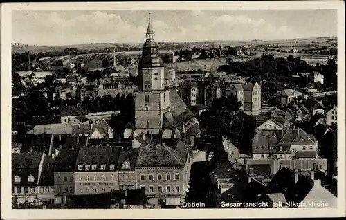 Ak Döbeln in Sachsen, Gesamtansicht mit Nikolaikirche