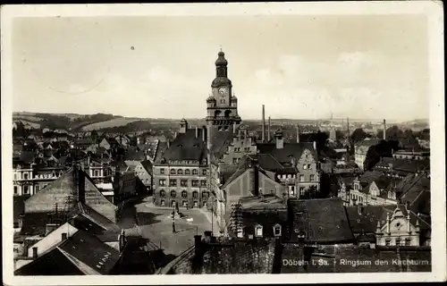 Ak Döbeln in Sachsen, Teilansicht, Rathaus