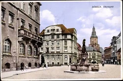 Ak Döbeln in Sachsen, Obermarkt, Brunnen