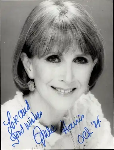 Foto Schauspielerin Julie Harris, Portrait, Autogramm