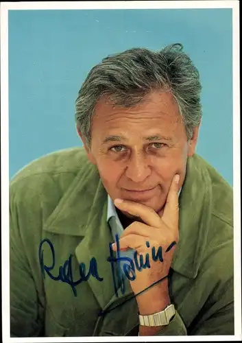 Foto Schauspieler Roger Hanin, Portrait, Armbanduhr, Autogramm